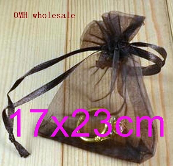 

OMH wholesale Big red color beige 50pcs 17x23cm nice chinese voile Christmas Wedding gift bag Organza Bags Jewlery Gift Pouch BZ11-1