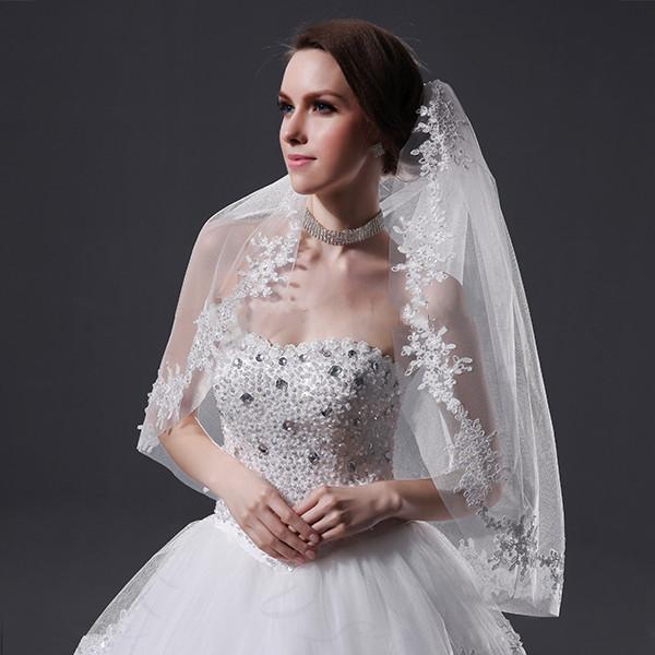 

New High Quality Simple Soft Tulle Applique Edge 1T With Comb Lvory White Elbow Wedding Veil Bridal Veils