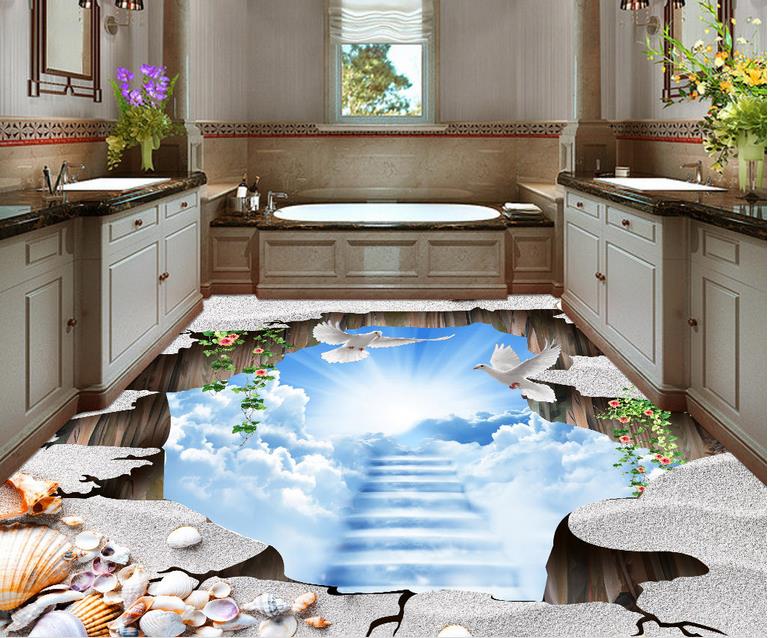 brick wallpaper 3d 4143D naked eye naked floor flooring stickers vinyl flooring adhesives-image-407643515