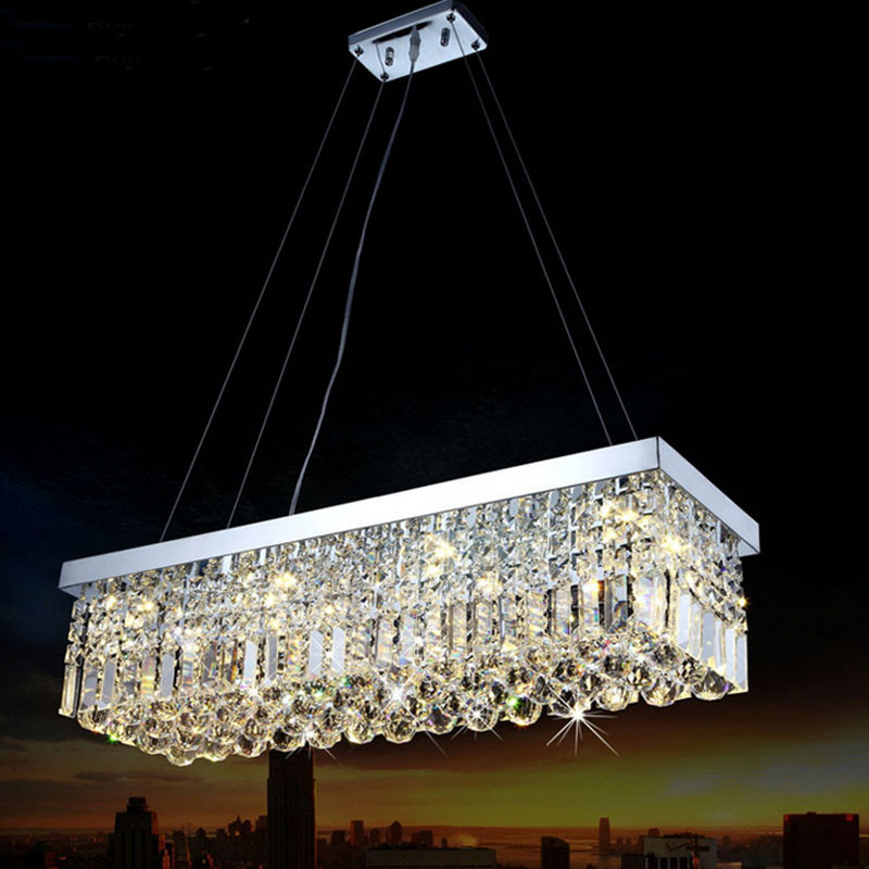 

LED Modern Rectangular Crystal Chandelier Light Fixture pendant Hanging lamp for Parlor Dining Room Restaurant Decoration