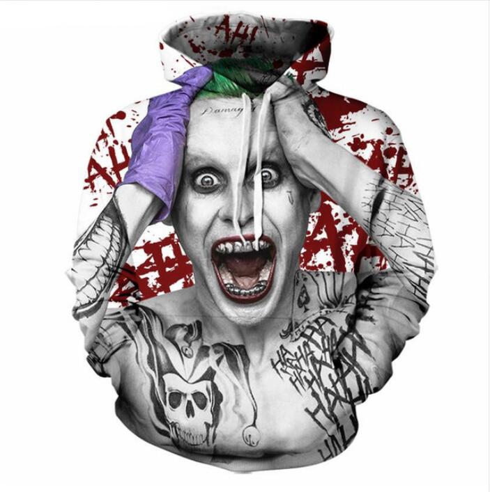 

2017 Autumn winter new Fashion 3D Hoodies Suicide Squad Joker printing casual Hoody Funny Sweatshirt Drop shipping XK64, Multicolor