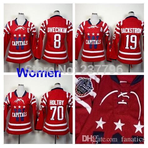 2016 Winter Classic Washington Ice Hockey Jerseys Women #8 Alex Ovechkin #70 Braden Holtby #19 Nicklas Backstrom Jersey Girl