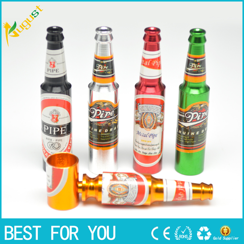 

Creative Smoking Accessories Mini Smoke Pipe Metal Smoking Pipe Small Popular Beer bottles pattern Big and Small size Pipe 2016