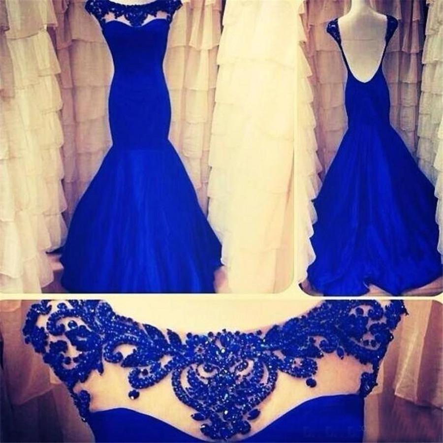 

Scoop Neck Mermaid Prom Gowns Satin Blue Evening Dresses Robe De Soiree 2019 New Sexy Backless Luxury Beaded Vestidos De Fiesta, Green