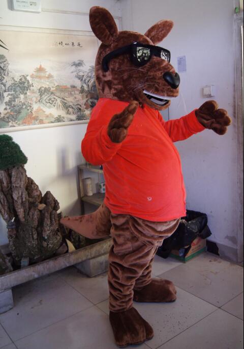 

Seller cartoon High quality Mr. kangaroo mascot costume fancy carnival costume free shipping, Brown