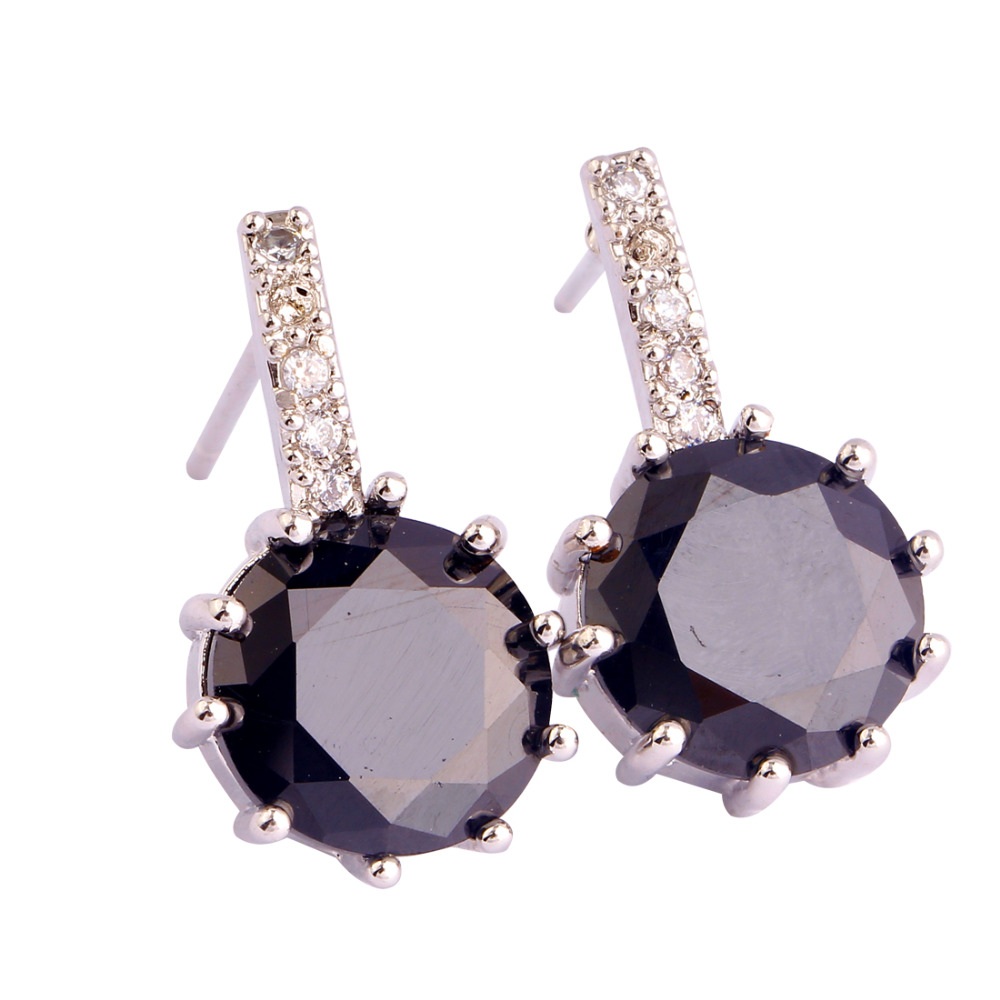 

Lingmei Multicolor Gems Purple Multicolor CZ Silver plated Earrings Jewelry Wholesale