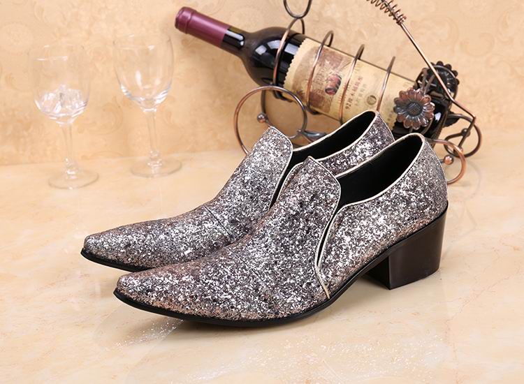 

New Silver Grey Men Business Leisure Leather Shoes Fashion Pointed Toe Med Heel Slip On Wedding Party Shoes Plus Size 11 12, Black
