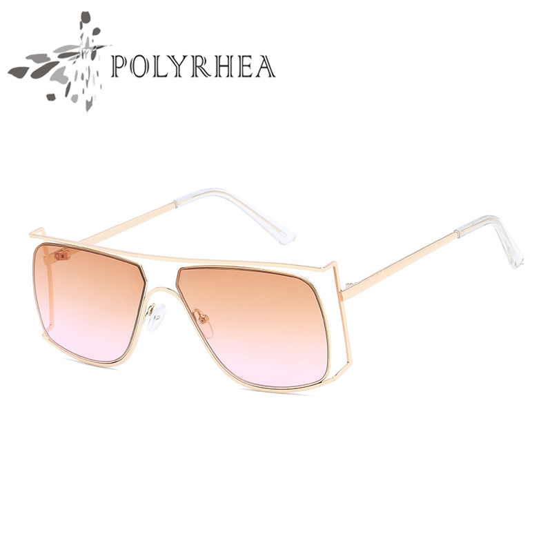 

2021 Women's Brand Designer Sunglasses Hollow Square Frame Gradient Sun Glasses Mirror UV400 With Box And Cases