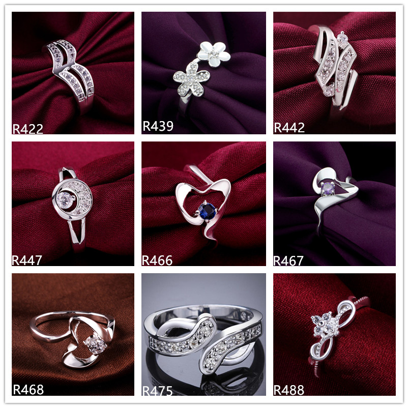 

factory direct sale women's gemstone plated sterling silver ring mixed style EMR19,hot sale high grade fashion 925 silver plate ring
