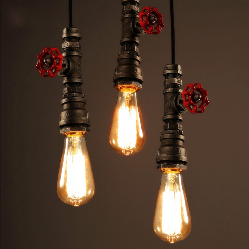 Industrial Steampunk Bar Light Pipe Ceiling Lamp Pendant LED Light