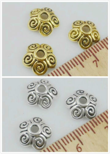 Free Ship 100Pcs Tibetan Silver Flower Beads Caps 10x3.5mm