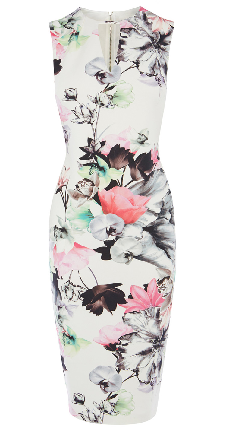 

Fashion Flower Print Women Sheath Dress V-Neck Casual Dresses 074A666, As pictures