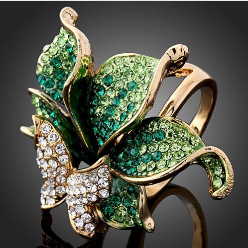 Imitation Diamond 18K Gold Plated Party Jewelry Elegant Fashion Crystal Butterfly Shape Wedding Rings For Womee rings jewelry frees shipping-image-179504419