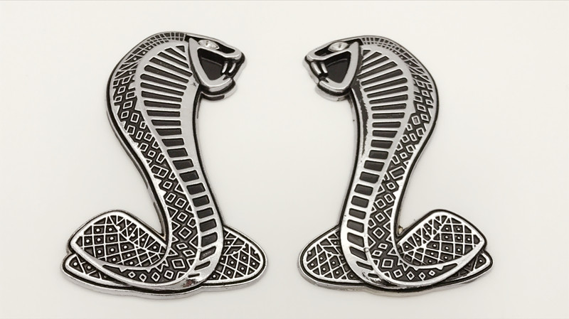 

2PCS BRAND NEW 3D Metal FORD MUSTANG SNAKE COBRA EMBLEMS BADGES SVT LOGO SHELBY