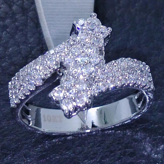 

size 6/7/8/9/10 100% Brand design new fashion jewelry 10kt white gold filled cubic zirconia CZ women weddiing ring gift