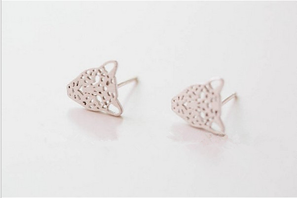 

Fashion porous leopard head studs cute animal earring series wholesale free shipping women holiday best gift