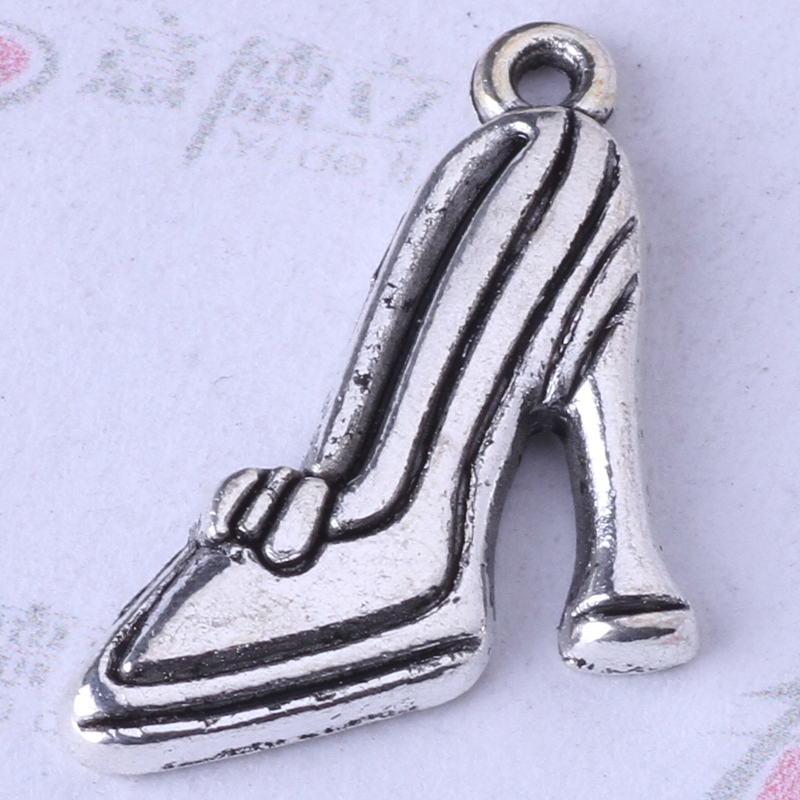 DIY rétro argent / bronze chaussures à talons hauts pendentif fit bracelets ou collier breloques en alliage bijoux 300pcs / lot 3346z
