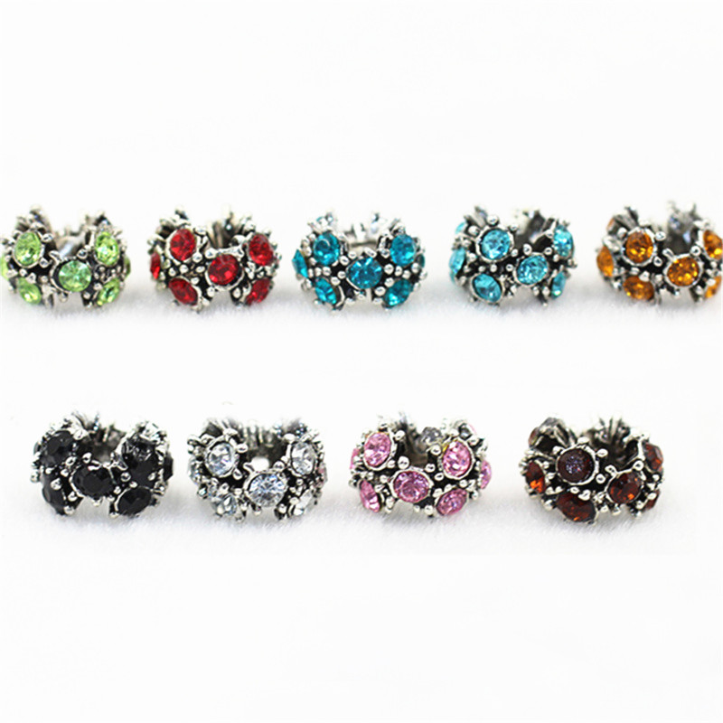 

Shining Crystal Charm Bead 925 Silver Plated Fashion Women Jewelry Stunning Design European Style For Pandora Bracelet Necklace, Bronze;silver