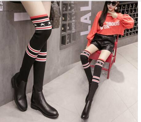 Free spring autumn winter summer platform Thigh-High heels blue red velvet boots for woman over the knee high long Stretch boots women shoe