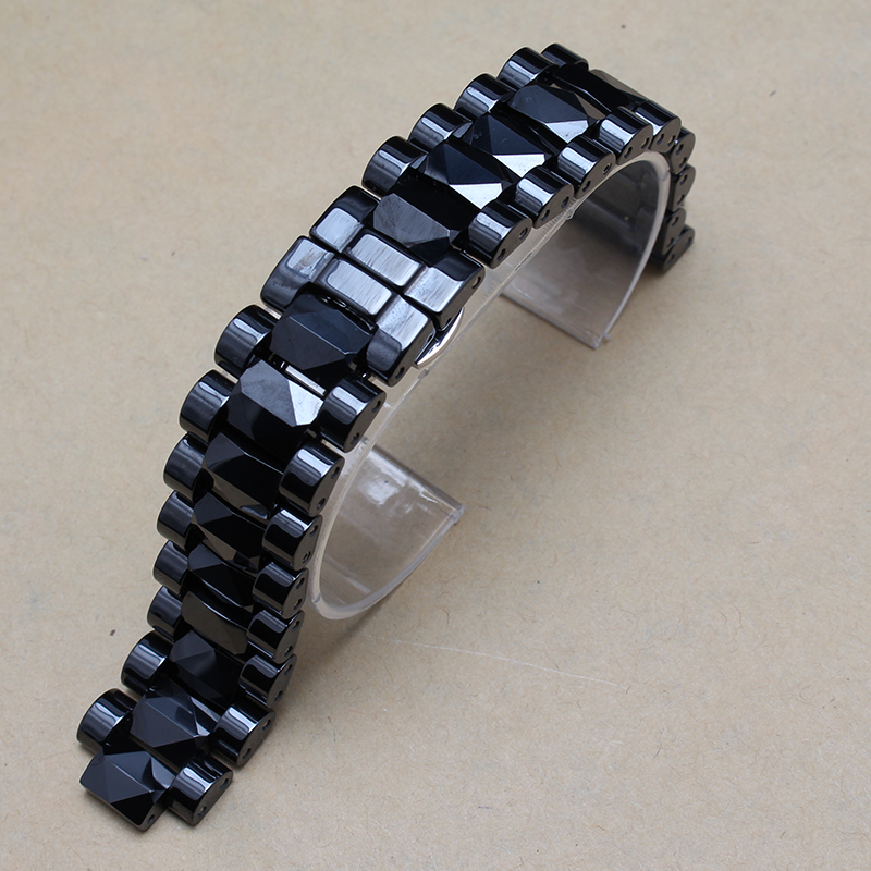 

High Quality Watchband White Black Ceramic Watch strap bracelets for diamond Watches men womens 19mm lug 10mm fit brand hours, Black;brown
