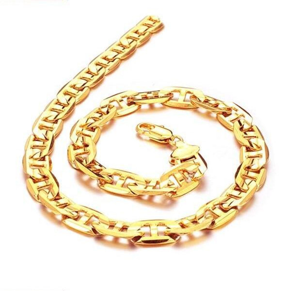 

Fine Necklace JEWELLERY 24K Gold plated Necklace 9mm wide Link chain For cool men FREE SHIPPING factory price promotion, Silver