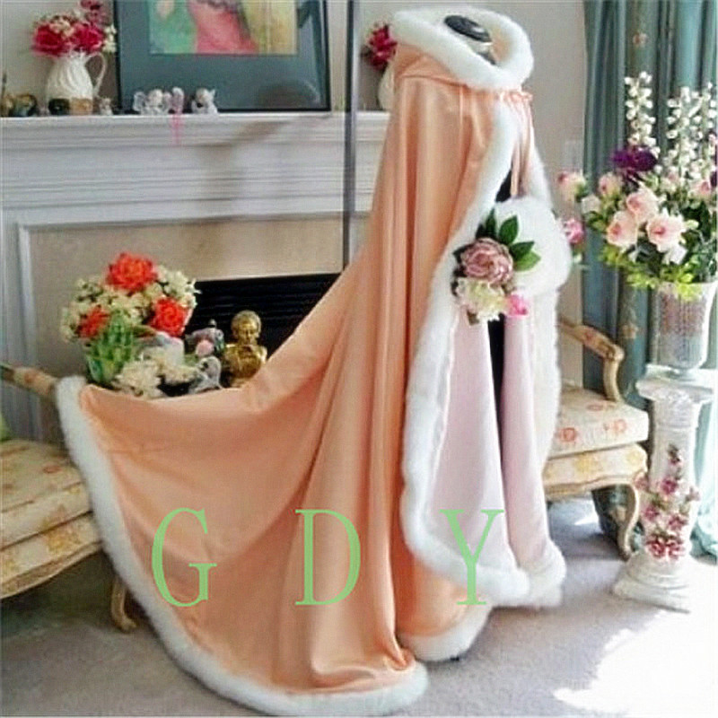 

Arrival Faux Fur Wedding Capes Hooded Navy Blue Red Plush Wedding Cloak Long Bridal Cloaks Jacket Wedding Dresses Accessories, Grape