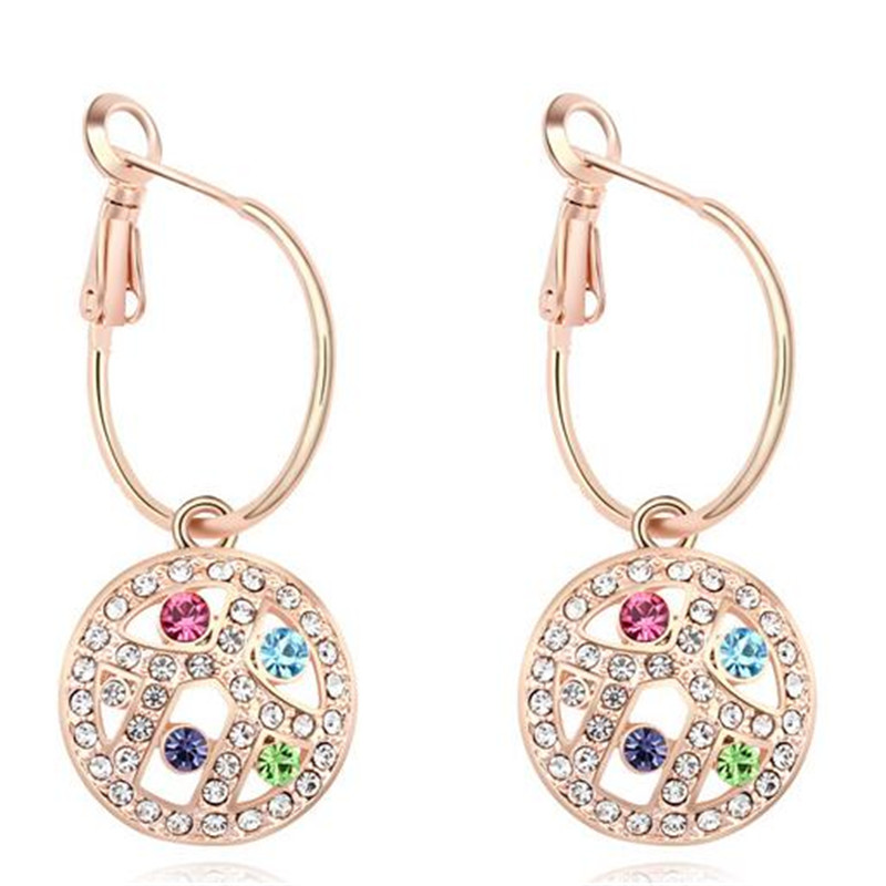 

Luxury Noblest Rhinestone Crystal Dangle Earrings For Women 18K Champagne Gold Plated Drop Earrings Prom Jewelry 12678