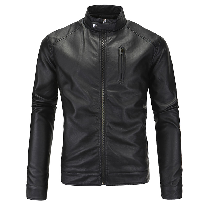 

Wholesale- 2017 Classic Style Motorcycling PU Leather Jackets Men Slim Male Motor Jacket Men's Clothes Chupas De Cuero Hombre, Black