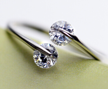 

925 Sterling Silver Open Rings For Women Crystal Rings Wedding Party Gift Good Quality Wholesale Korean Style