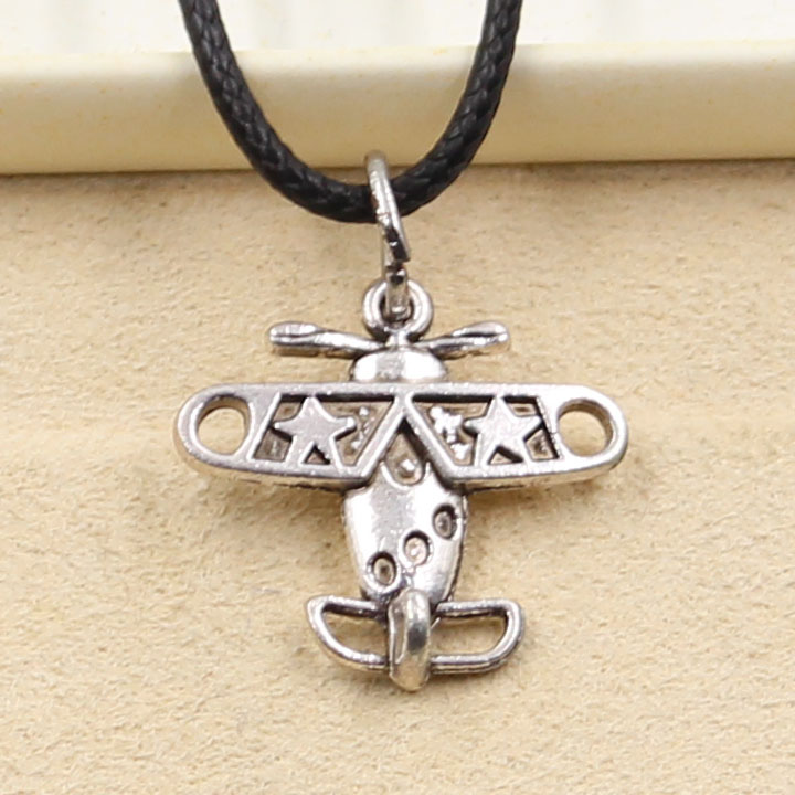 

12pcs New Fashion Tibetan Silver Pendant airplane plane 18*19mm Necklace Choker Charm Black Leather Cord Factory Price Handmade Jewlery