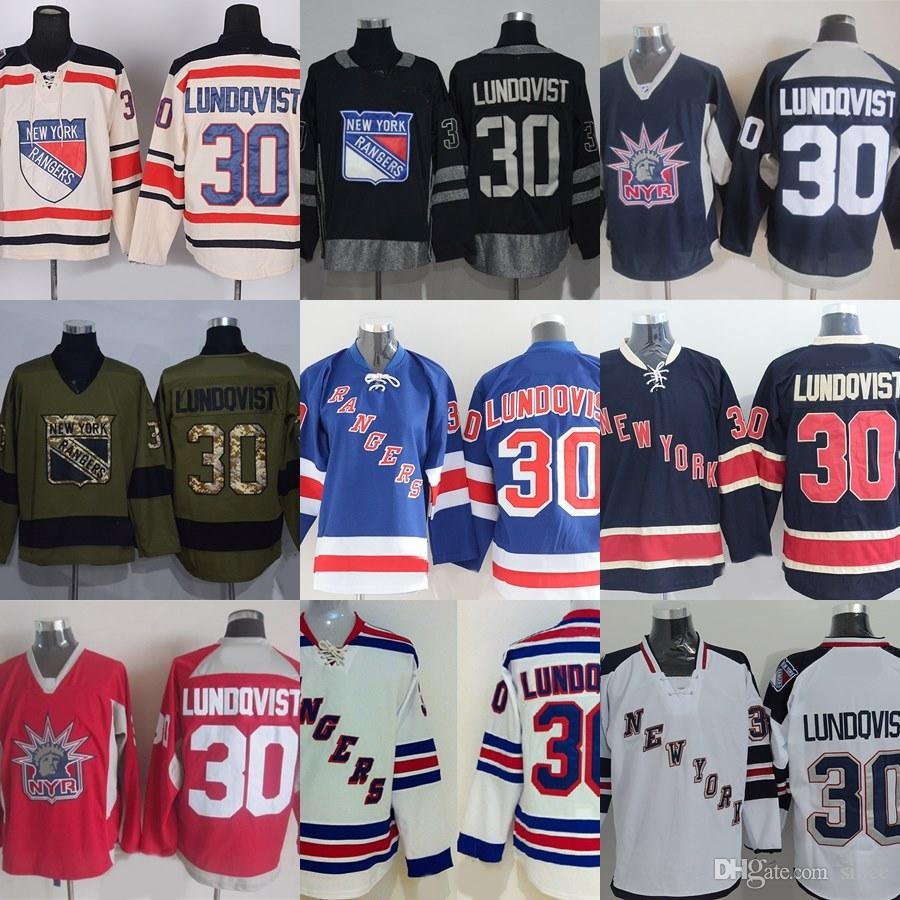 

Factory Outlet Mens New York Rangers #30 Lundqvist Black Red Green Beige Blue White Newest Best Quality ice hockey jerseys free shipping