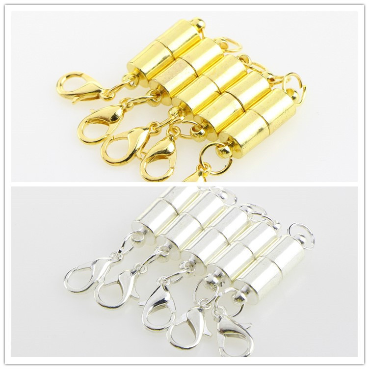 

Silver/Gold Plated 6mm Powerful Magnetic Magnet Necklace lobster Clasps cylinder Clasps for Necklace Jewelry DIY
