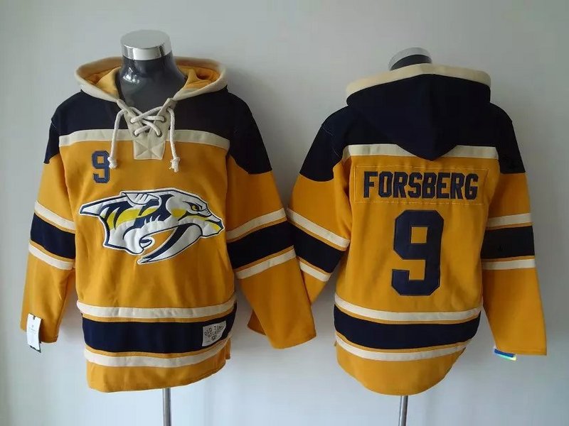 

Top Quality ! 2017 New Old Time Hockey Jerseys Nashville Predators #9 Filip Forsberg Yellow Hoodie Pullover Sports Sweatshirts Winter Jacket