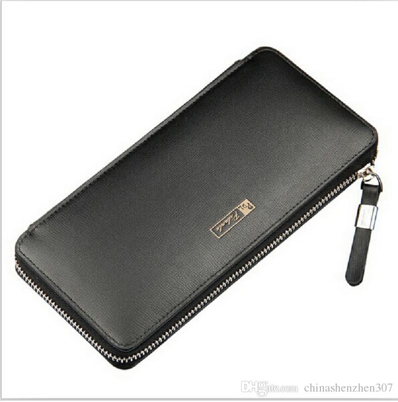 

Business men's wallet large clutch men leather bags high quality zipper purse brand big capacity mens wallets baellerry, Black