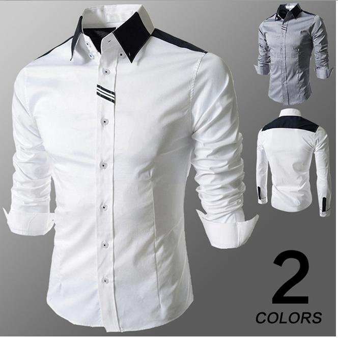 single breasted shirt men casual patchwork braid design bried style long sleeve fashion turn down collar hot sale free