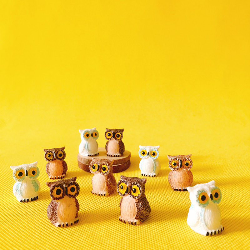 

sale~20Pcs/owls/miniatures/lovely animals/fairy garden gnome/moss terrarium decor/crafts/bonsai/bottle garden/table decor/r007