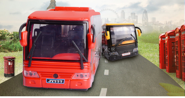 Alloy Car Model, Classic Coach Toy, Tourist Bus, High Simulation with Sound, Head Lights , Kid' Christmas Gifts, Collecting, Home Decoration-image-389228649