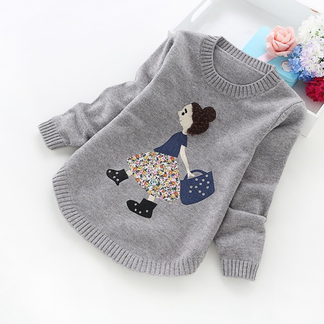 2017 New Girls' Sweaters Winter Children Clothes 4 14 Years Girls
