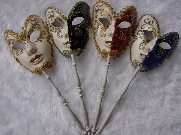 

New hand held high mask cosplay venice Italy fancy dress party full face handle male mask