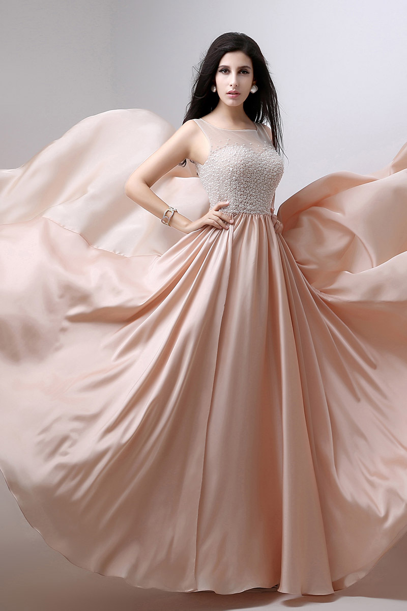 New 2021 Baby Pink Dresses Evening Jewel Sleeveless A Line Heavy Pearl Beaded On Top Formal Celebrities Prom Cocktail Party Dress
