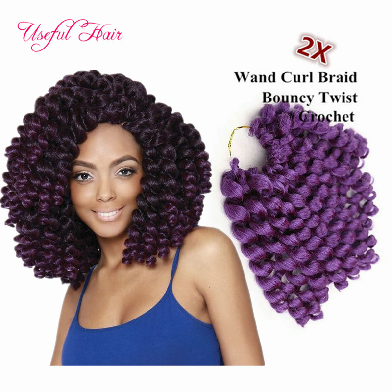 

8inch wand curl bouncy twist crochet hair extensions Janet Collection synthetic braiding hair ombre crochet hair bundles, #1b