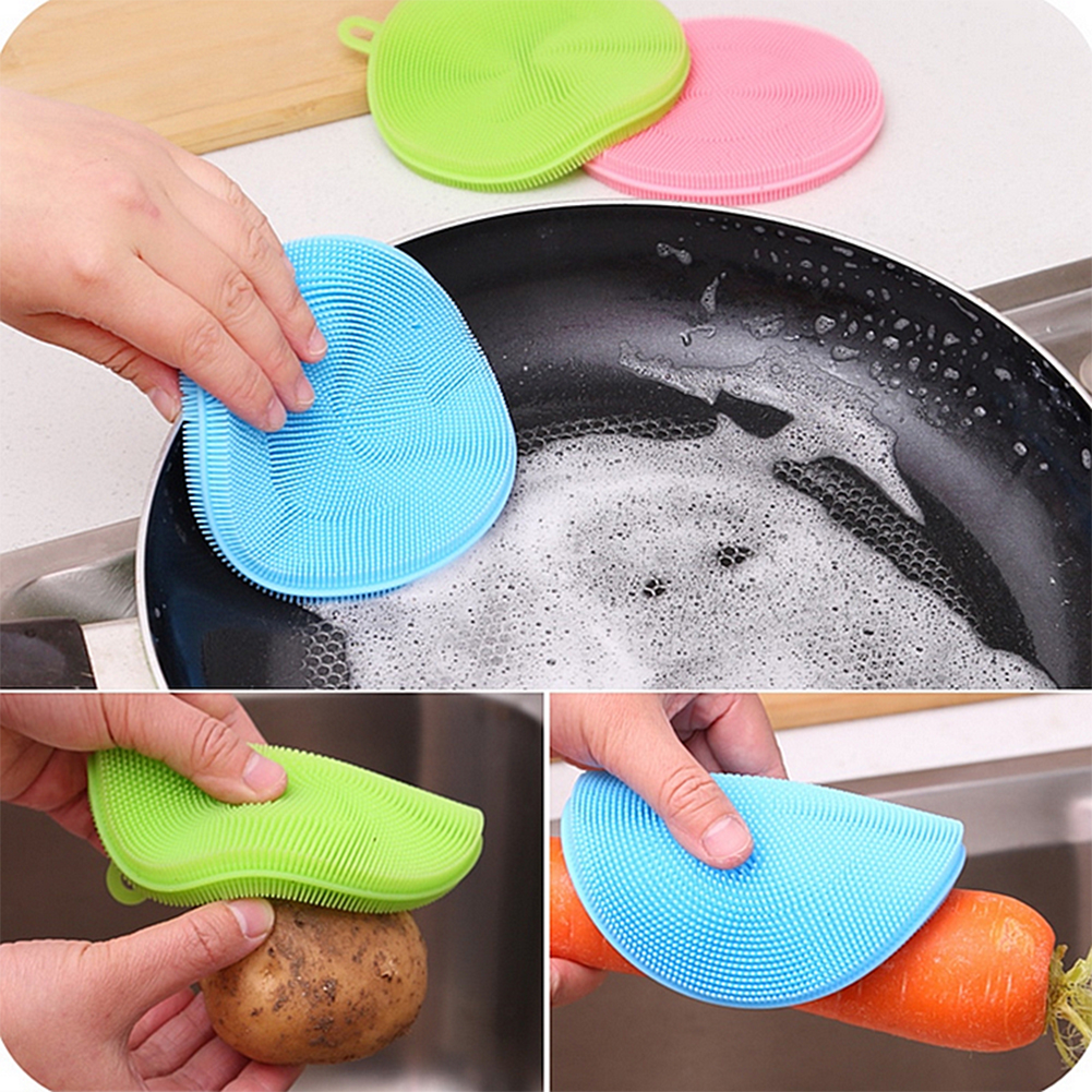 4.5 Inch For Sterile Cleaning Silicone Double Dish Washing Scrubber Kitchen Vegetable Universal Cleaning Brush 10pcs/lot DEC330-image-404846669