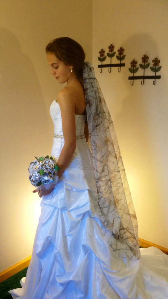 

CAMO Tulle Veil Bridal Veil Long CAMO Printed Wedding Veil Cute Edge White Wedding Accessories, Same as the picture
