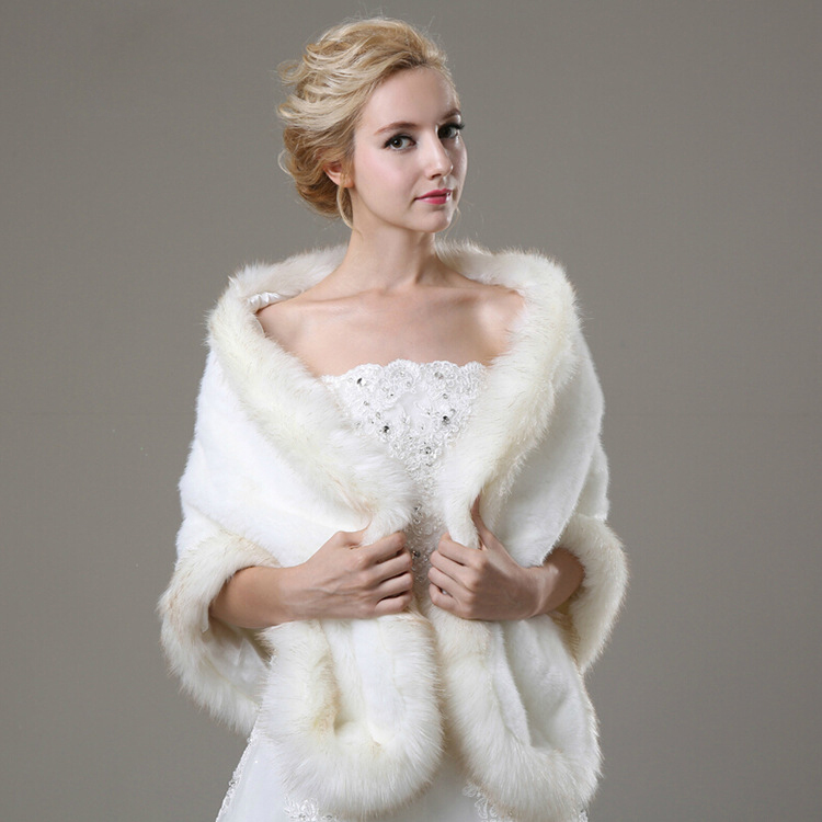 

Attractive White Fur Wedding Bridal Jacket With Long Sleeve Off The Shoulder Custom Made Wrap Bridal Accessories For Wedding Dress