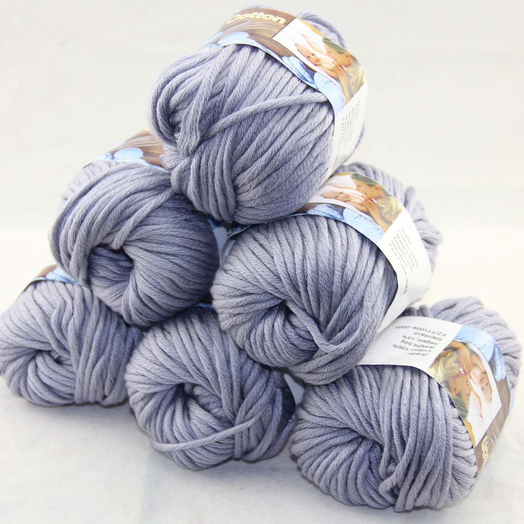 

LOT of 6 BallsX50g Special Thick Worsted 100% Cotton Knitting Yarn Grey 2220