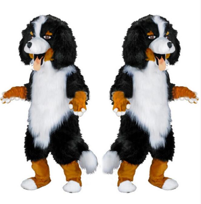 

2017 Fast design Custom White & Black Sheep Dog Mascot Costume Cartoon Character Fancy Dress for party supply Adult Size
