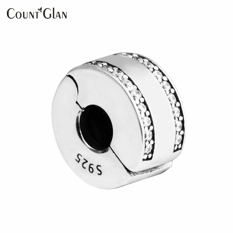 Fits Pandora Bracelet Charms Beads for Jewelry Making Signature Insignia Clip Beads 925 Sterling-Silver-Jewelry DIY Charm-image-404030896