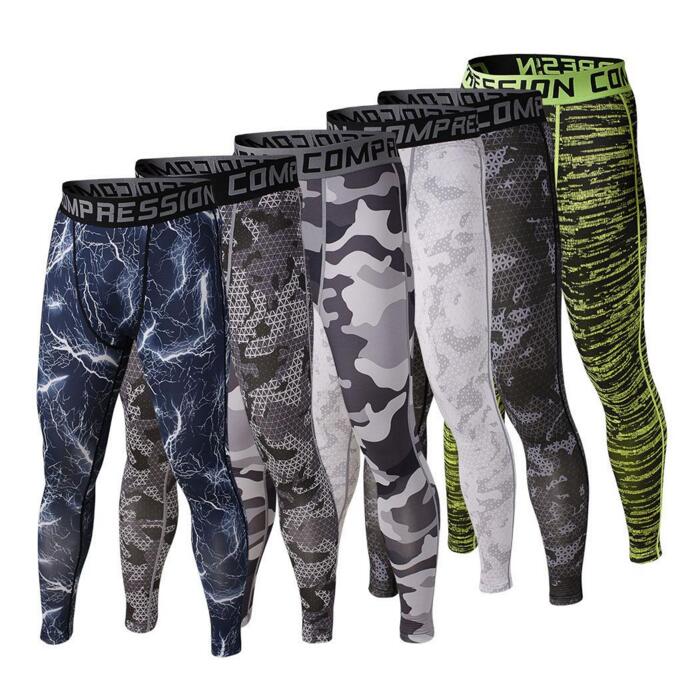 

Wholesale-Mens Running Camo Base Layer Fitness Jogging Compression Tights Long Pants Sport Basketball Training Leggings Mens Gym Wear, 02