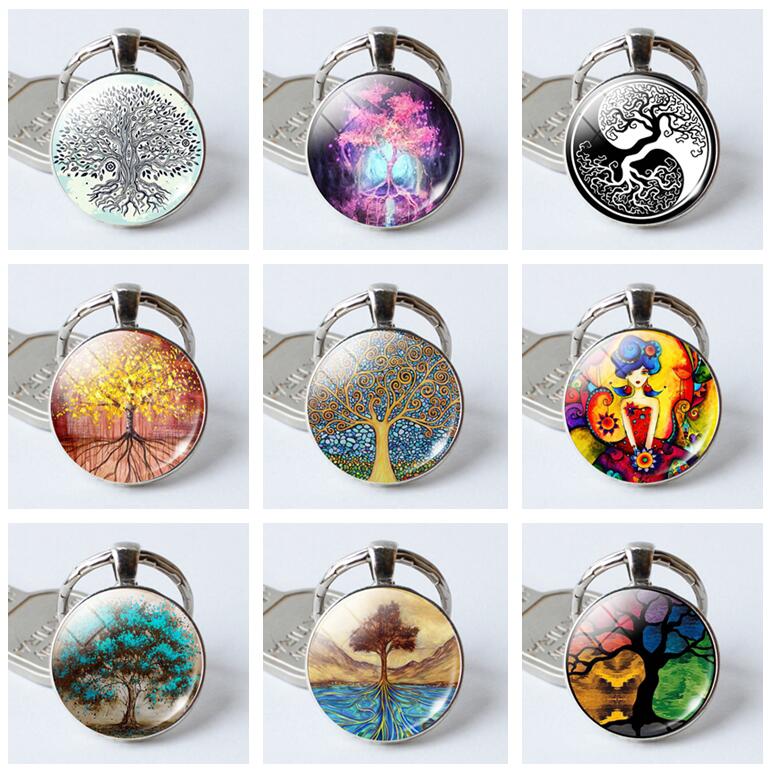 

New arrival Life Tree Keychain Time Gemstone Key Pendant Jewelry KR386 Keychains mix order 20 pieces a lot