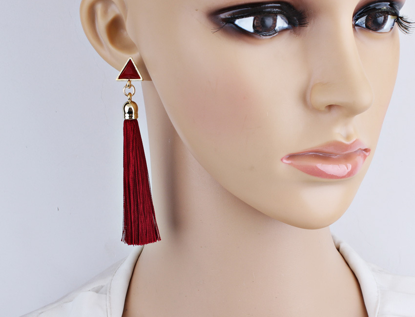 

Fashion Bohemian Vintage Earrings Hollow Out Triangle Rhinestone Drop Long Tassel Earrings Jewelry For Women